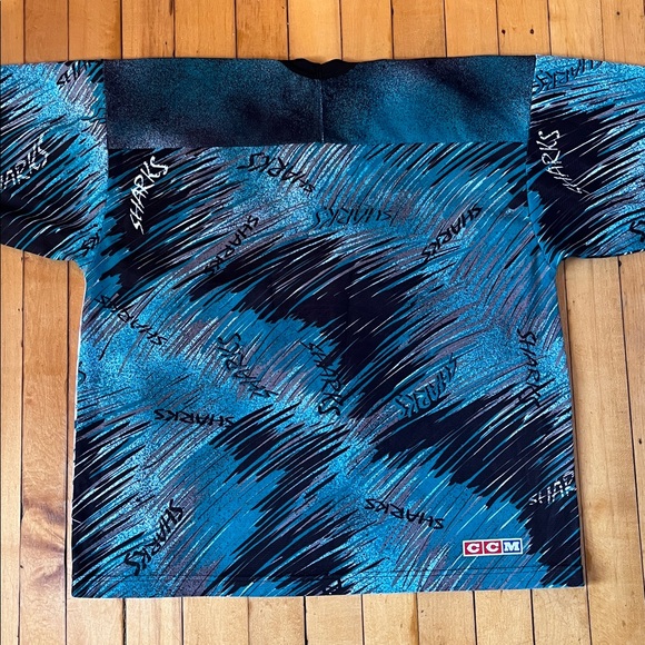 1990s San Jose Sharks "Fanimation" All-Over Print Hockey Jersey - Picture 6 of 11